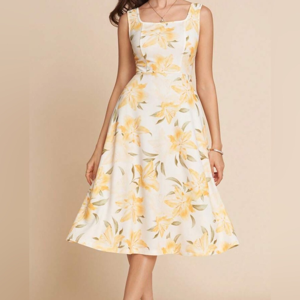 Floral Yellow  Dress
